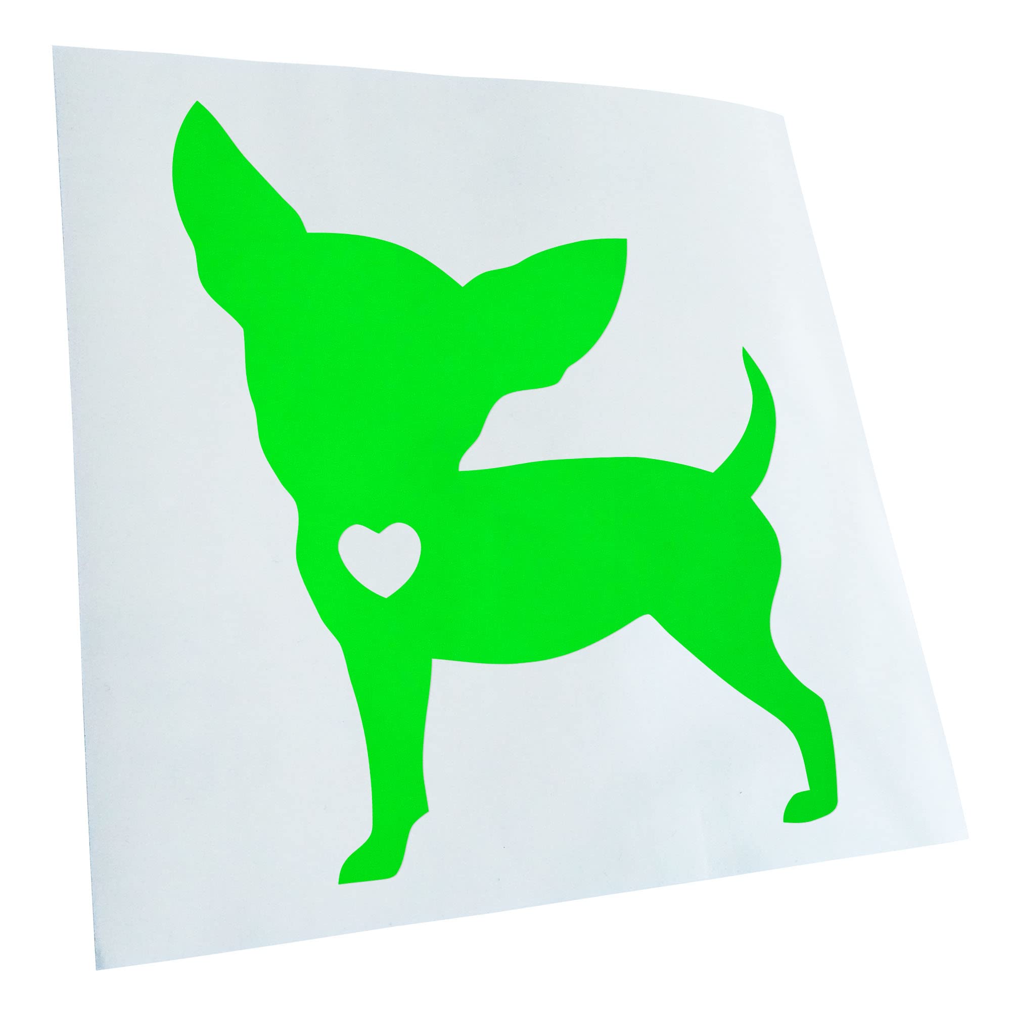 KIWISTAR Chihuahua Love Silhouette Sticker in 15 Neon and Chrome Colours 12 x 10 cm