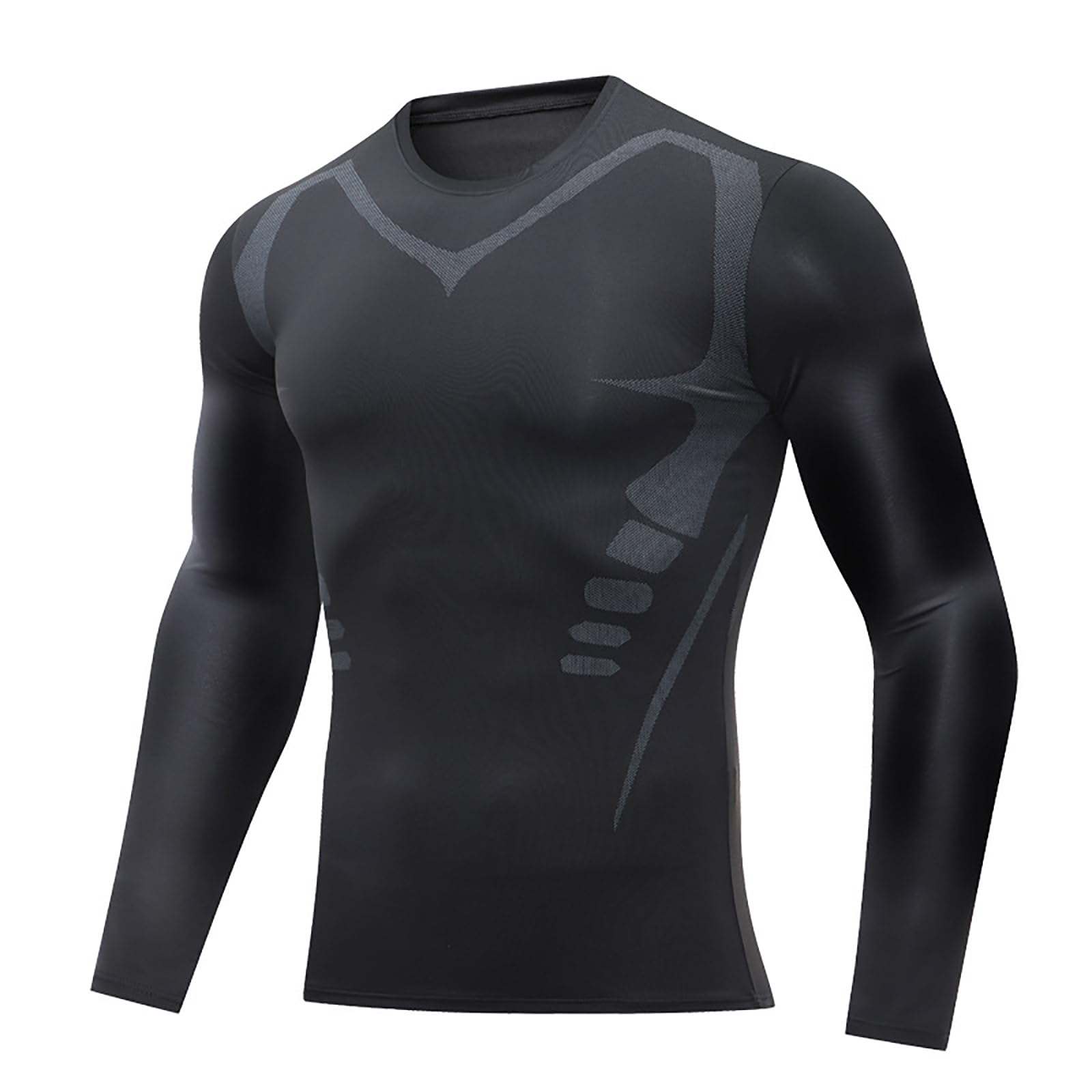 CEAeis Ionic Shaping Sportswear, Mens Slimming Body Shaper Vest, Compression Long Sleeve Athletic Workout Shirt for Men (Black-1,XL)