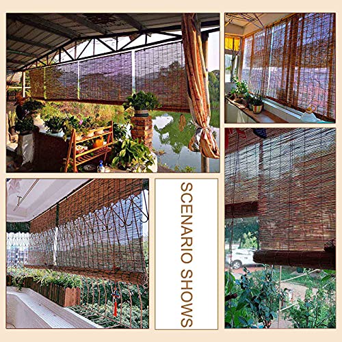 Suwooy Indoor Bamboo Blinds,Reed Curtain,Vertical Sun Shade,Hand-Woven Bamboo Roll Up Blind,Breathable,Roman Straw Curtain,Window Coverings,Customizable,110X112Cm/43X44In #TOP2