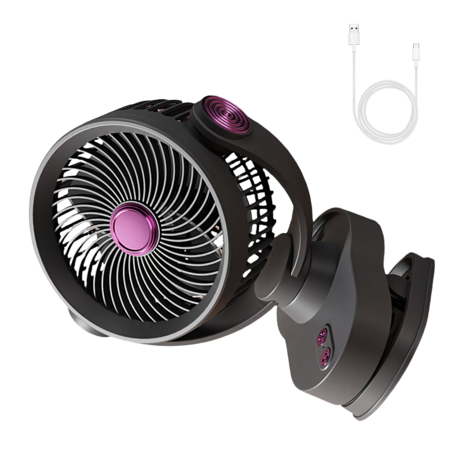 YPBEW USB Rechargeable Clip on Desk Fan with Night Light 3 Speed Quiet Operate Cooling Fan for Offices Bedroom Study Room Small Quiet with Adjustable Clamps