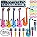 Price comparison product image Defrsk 19PCS Inflatable Guitar Inflatable Party Props Rock Star Toy Set Included 6 Microphone 6 Shutter Shading Glasses 3 Saxophone 1 Keyboard Party Favors for Kids