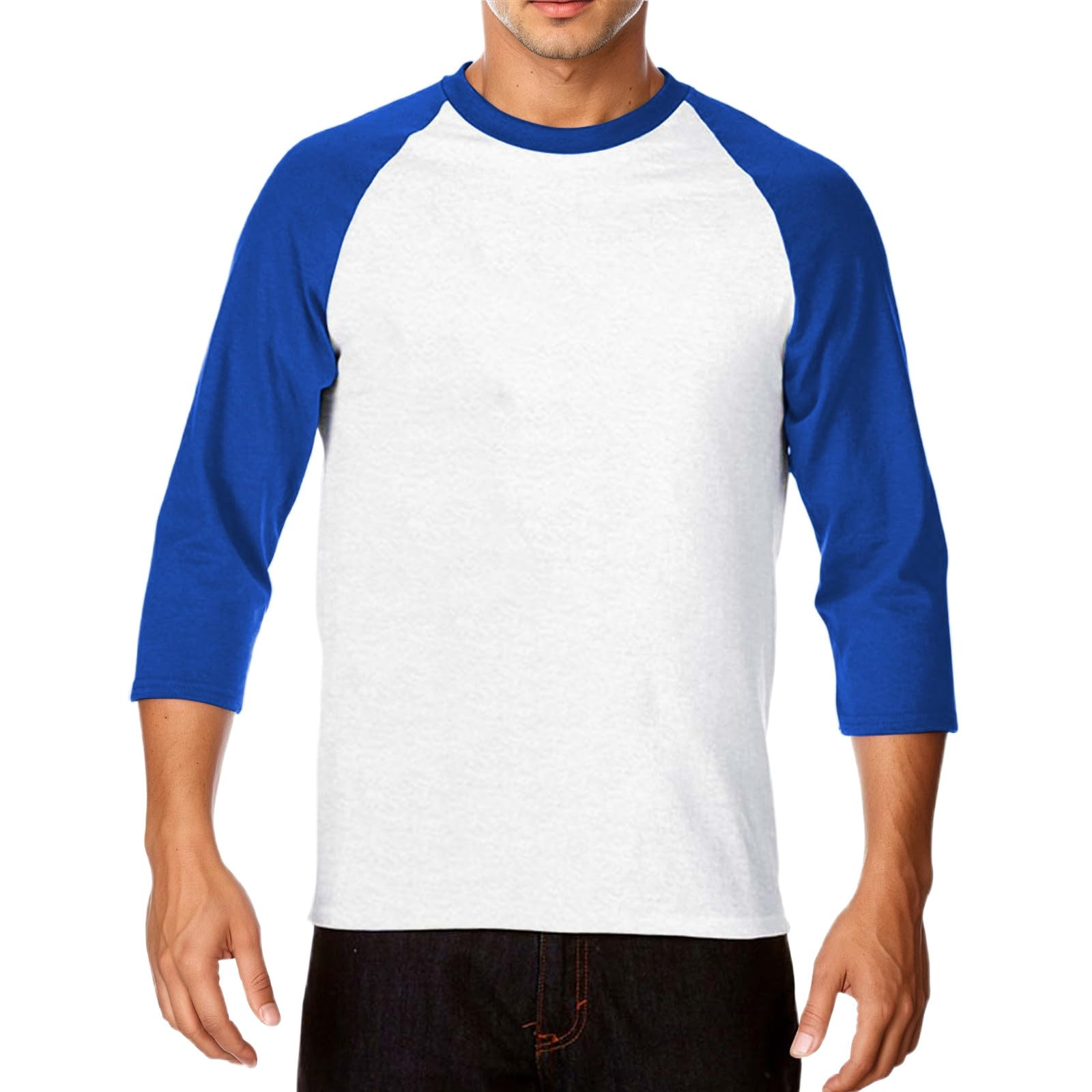 Camiseta de manga larga para hombre, de algodón, holgada, ligera, cuello redondo, parte superior, ligera, transpirable, suave, cómoda, básica, para entrenamiento al aire libre