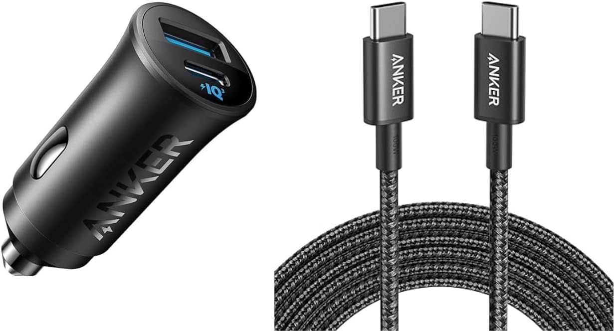 Anker USBC Car Charger, 30W 2Port TypeC Car Adapter USB
