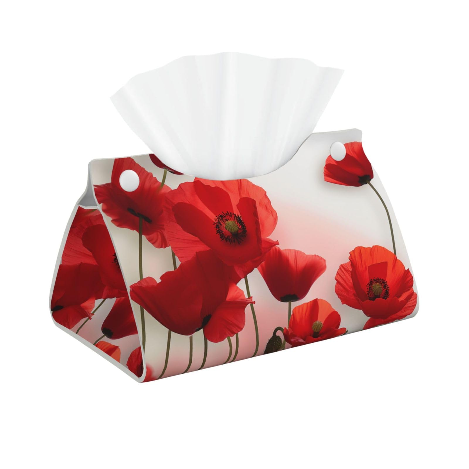 Flowers Vivid Petals Print Tissue Box Cover Foldable Tissue Storage Box Leather Tissue Cube Box Holder for Living Room Bedroom Office Car Home Decor