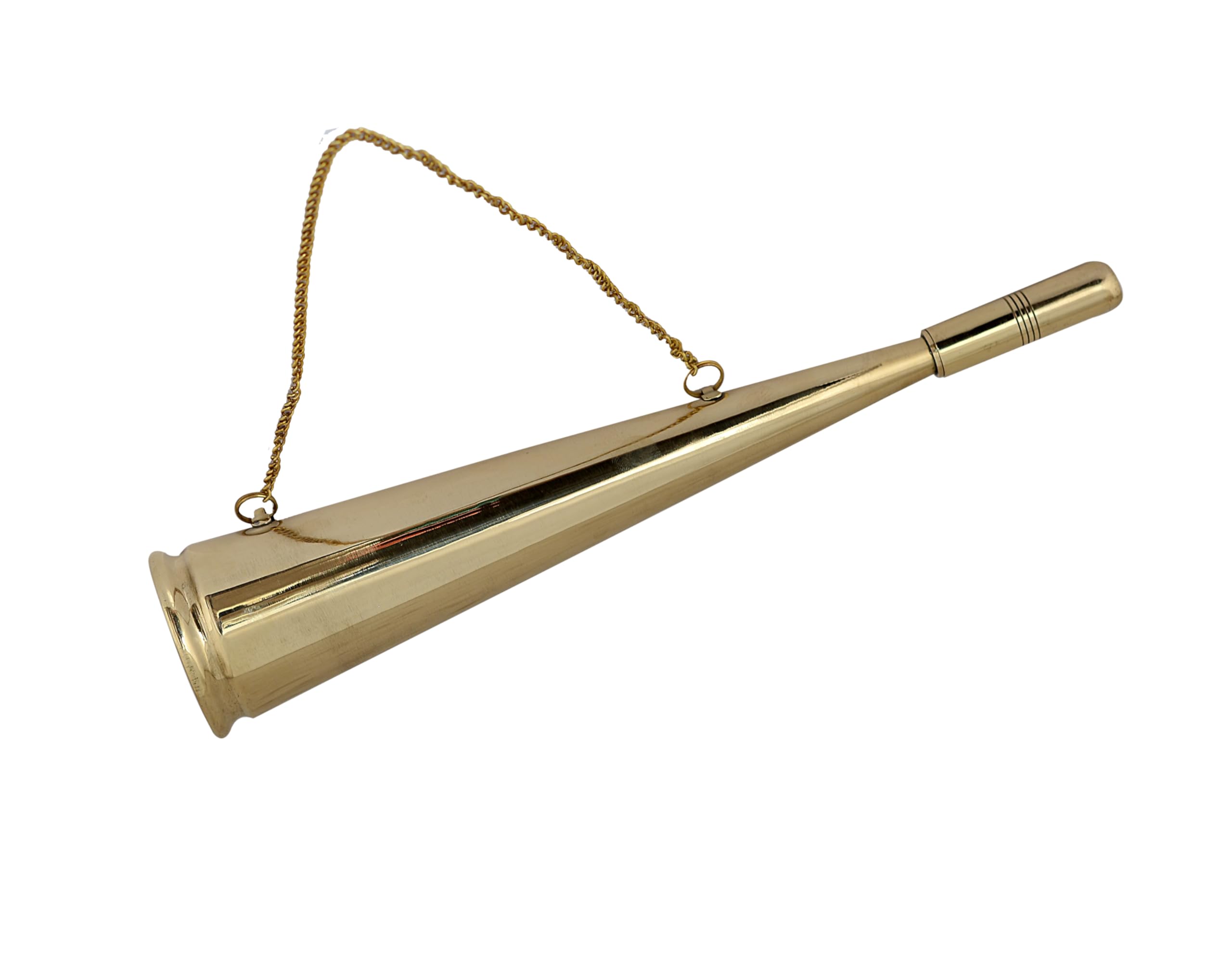 ARAW Solid Brass Fog Horn with Chain, Manual Marine Signal Whistle Safety Horn Vintage Clear Sound