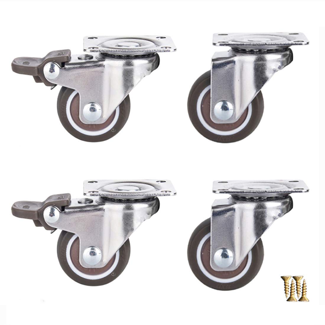 Kółka Gumowe kółka obrotowe TPE, wytrzymałe, ze śrubami, 1 cal i,5 cala, opakowanie 4 szt(Brake+universal,38mm/1.5in)