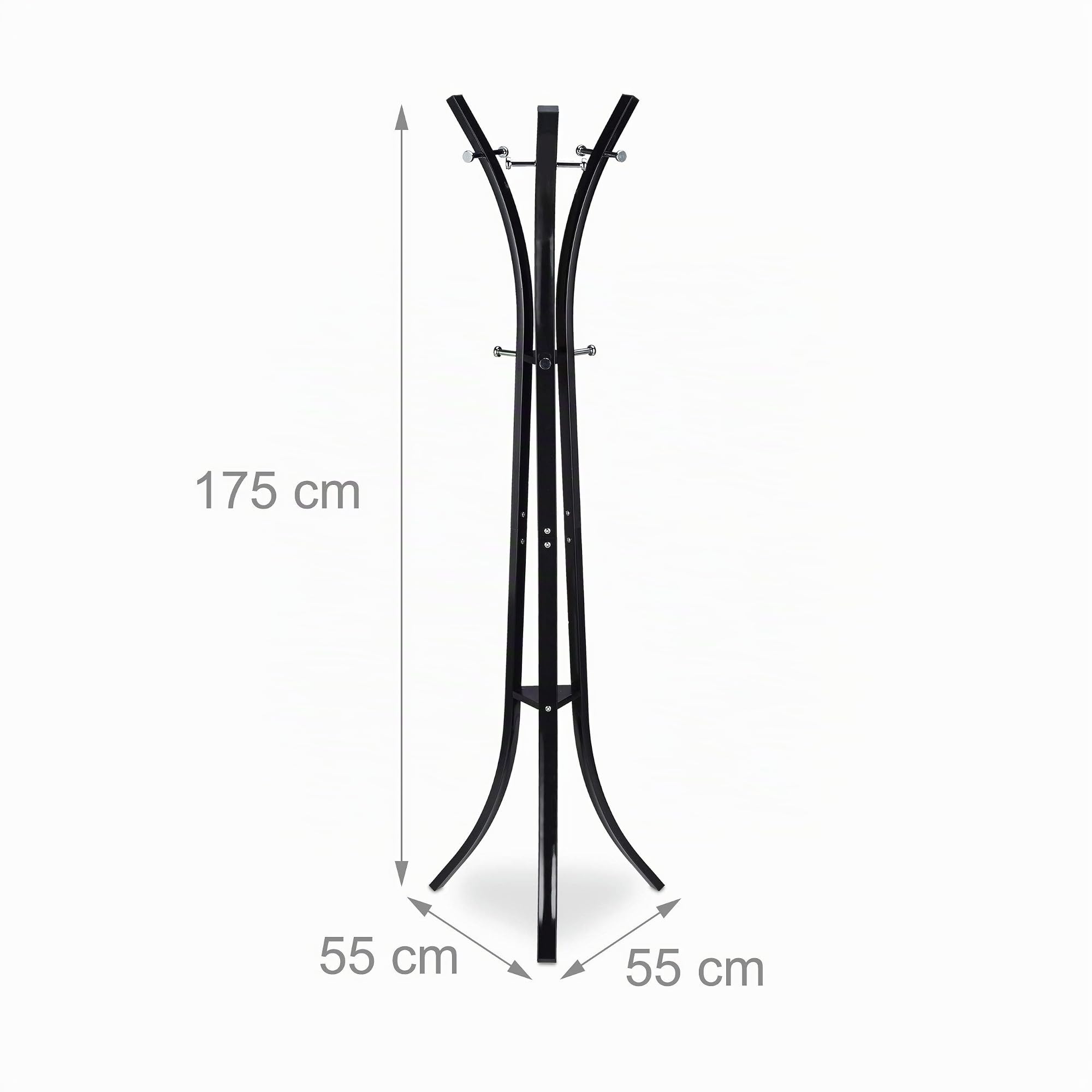 Relaxdays Appendiabiti da Terra, Attaccapanni Moderno, per Corridoio, Ingresso, 9 Ganci, 175 cm, Metallo, Nero
