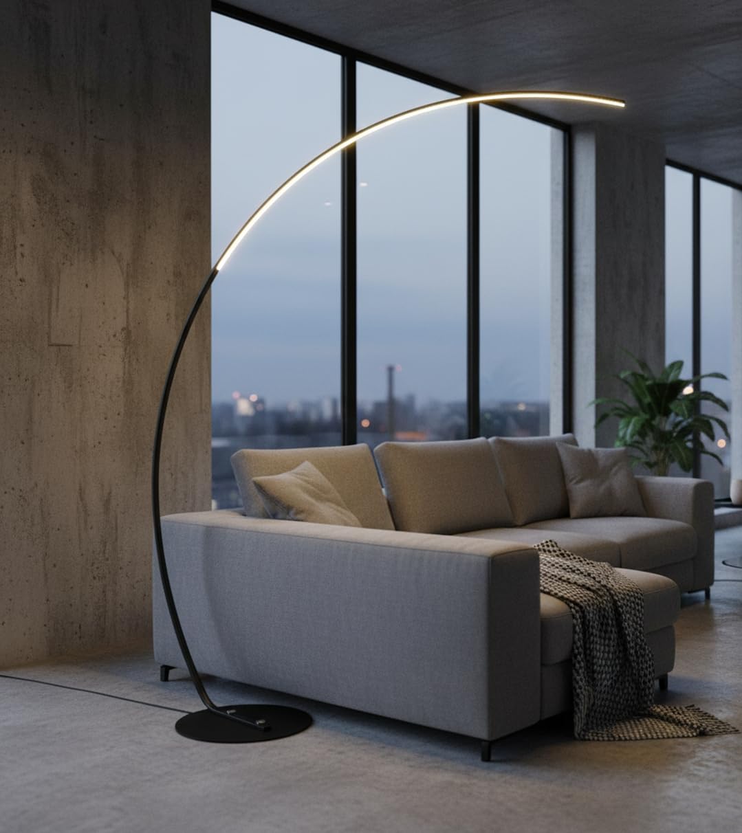 BEL AIR HOME - Lámpara de Pie ROMA, Metal, Altura 190cm, LED 48W, Brazo de Lectura, Dimmer, 3 Temperaturas de Color (NEGRO)