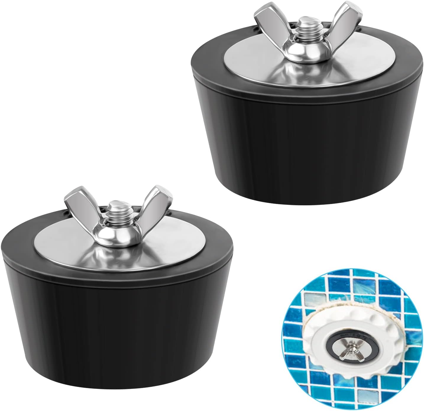 Guichangkai 2Pcs Pool Winterizing Plug 51mm/2inch Winter Rubber Plug Pool Winter Plug Winterizing Expansion Plug with Metal Bolts to Prevent Frost Damage to Swimming Pool Drain Pipelines