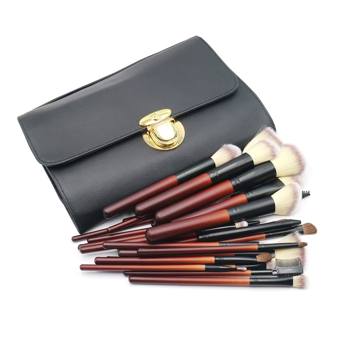 Pennello trucco Set-26 Set di trucco di fascia alta Pennello Set Mahogany Trucco Pennello Strumenti di Bellezza Set Premium Sintetica Fondazione Fondazione Faccia Polvere Blush Eyeshadow Brus