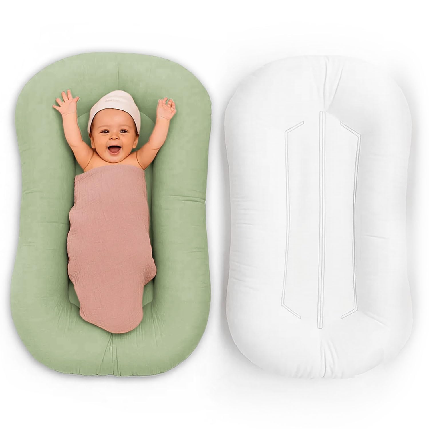 PaLulli LuliNest – Nido de bebé de algodón orgánico con funda extraíble | Capullo acogedor para recién nacidos y bebés | Seguro, cómodo y fácil de limpiar
