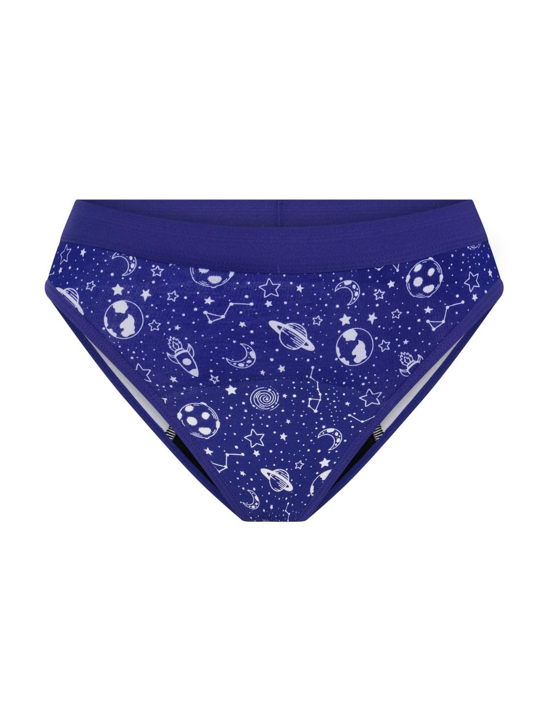 Modibodi Women's Galactic Blue Period Underwear Teen Girls Hipster Bikini Moderate Absorbency 30Ml Leakproof Reusable Period Pants Cotton Comfortable Breathable Y08-10