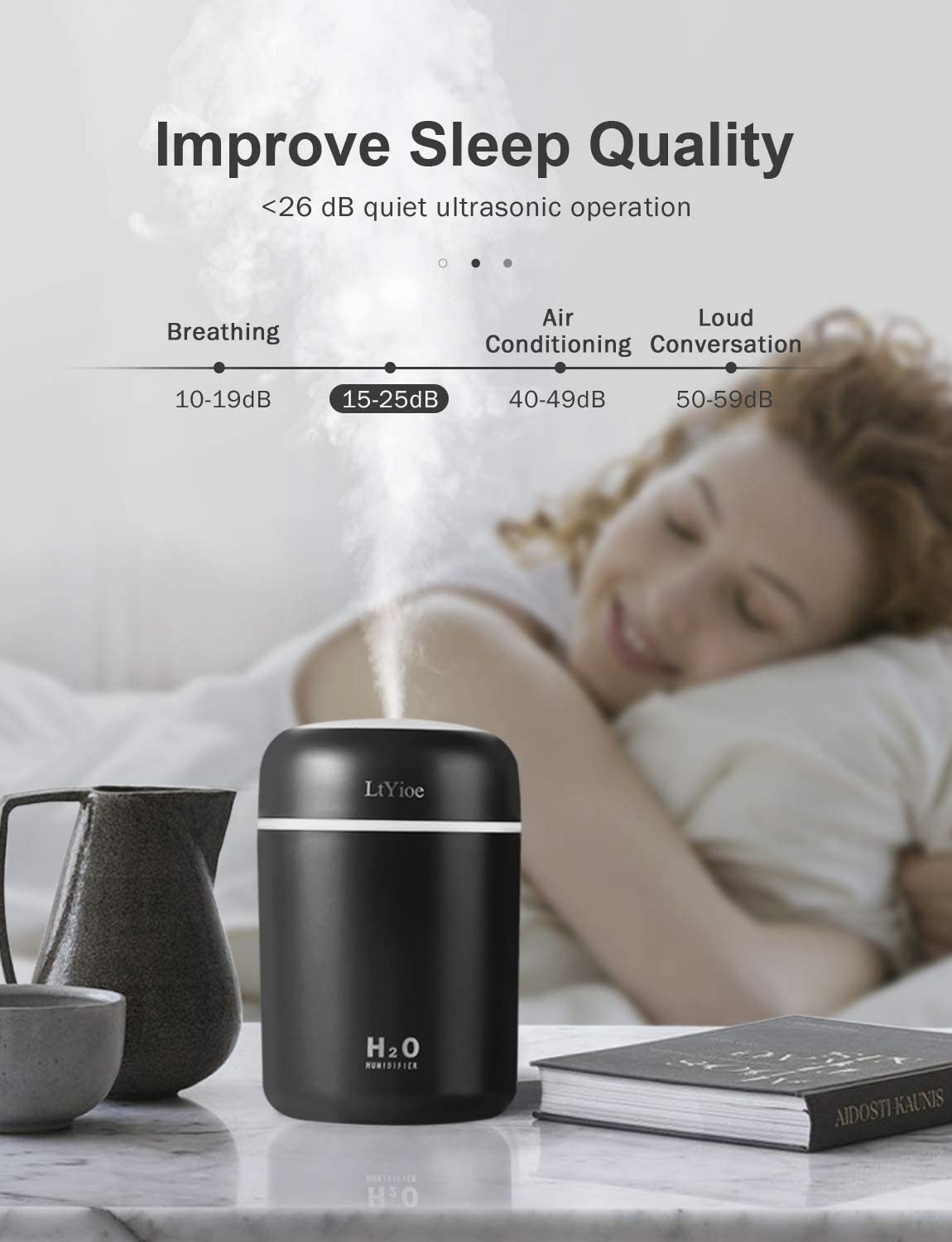 LtYioe Humidifier Portable Mini Humidifiers for Bedroom Personal Desktop Cool Mist Air Humidifier with Colorful Night Light - Image 4