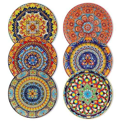 vancasso Colorful Dessert Plates Set of 6 8.5 Inch Ceramic Salad Plates