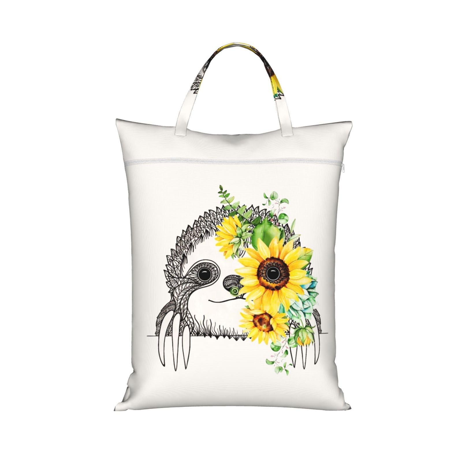 YFSGDLBN Sloth Sunflower printed Travel dirty laundry bag clothes pack Storage Basket Bag
