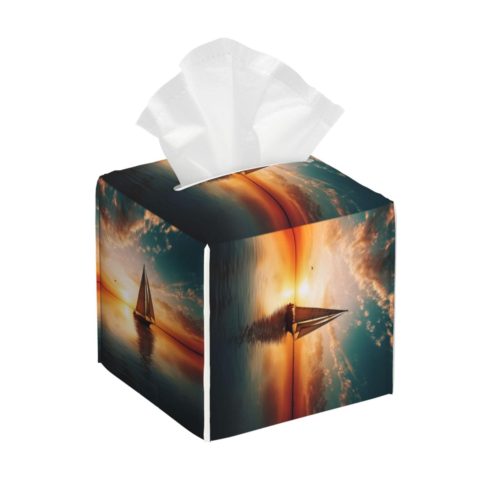 Boat on the Ocean Tissue Box Cover Square Cube Boxes