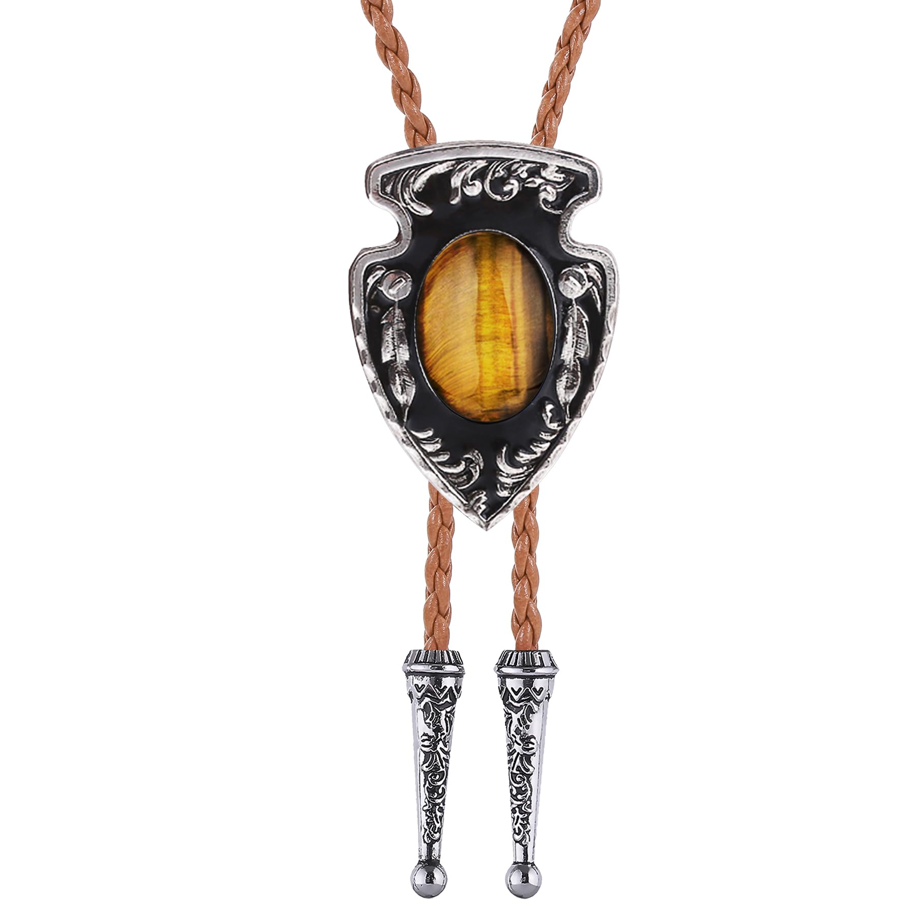 Btilasif Bolo Tie Brown for Men, Scorpion Luminous Stone Cowboy Tie Western Leather Necktie Necklace for Women