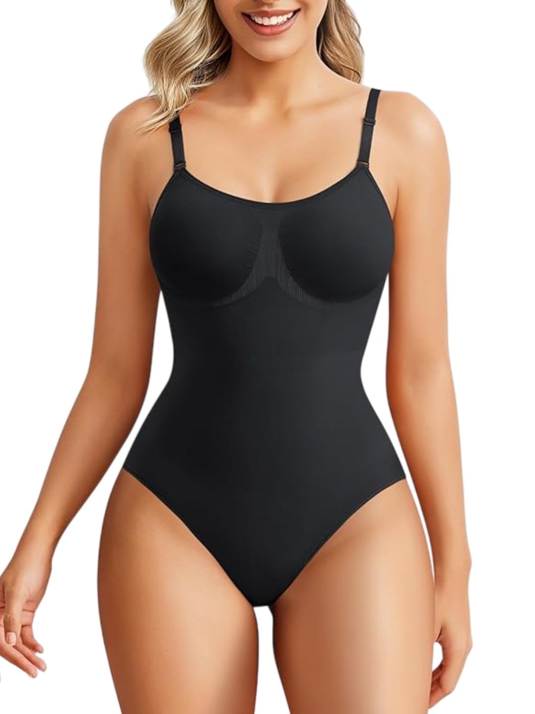sizi Seamless Shapewear Bodysuit for Women, Tummy Control with Adjustable Straps, Sculpting Snatched Waist, Black-picture-44