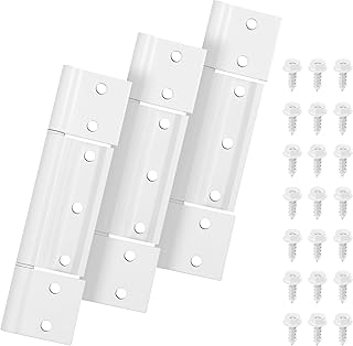 3Pack Storm Door Hinge White Aluminum 1/8 inch Grooved Center White Screen Door Hinge Compatible with Most Screen Doors