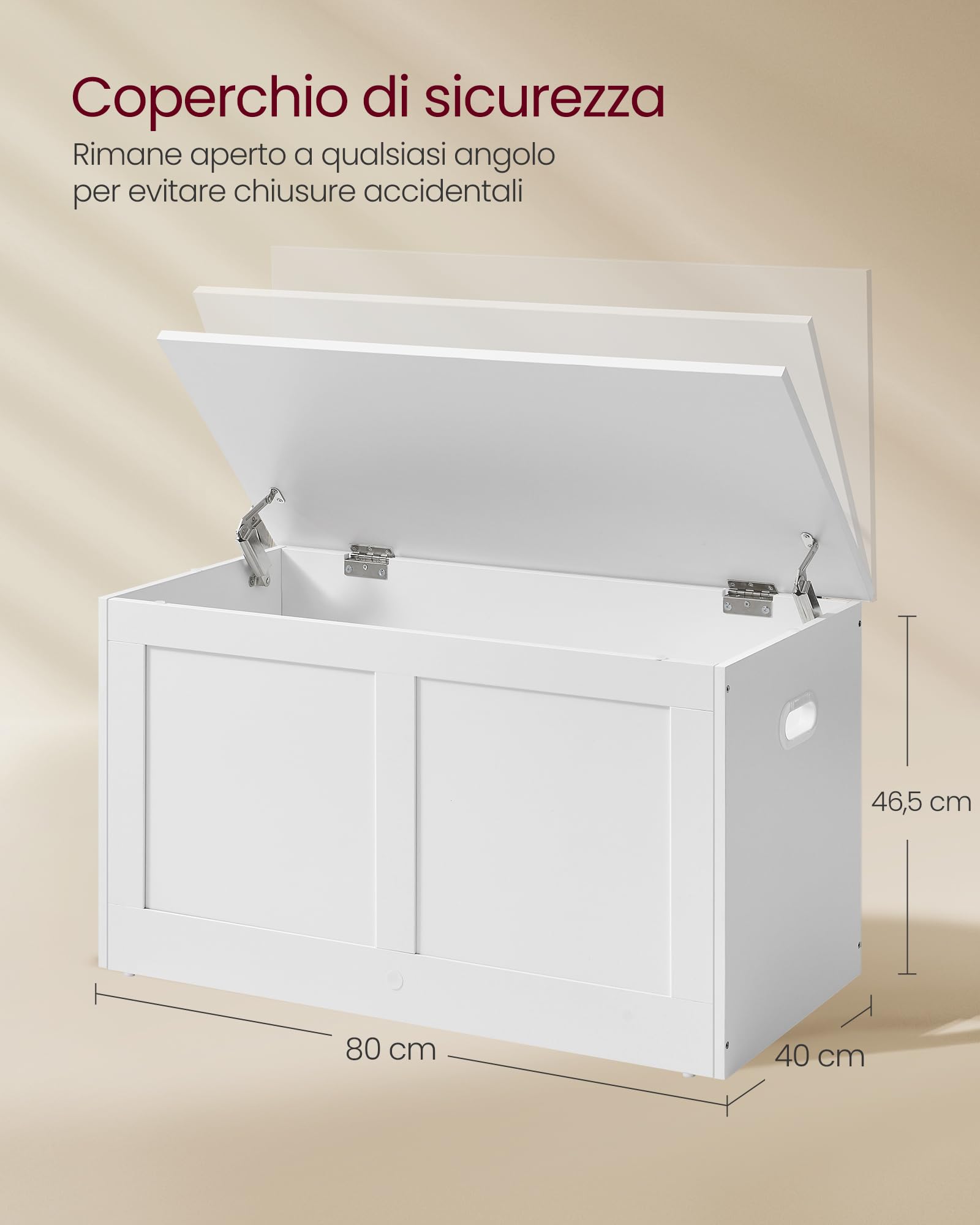 Panca Contenitore VASAGLE Con Cerniere Di Sicurezza - Cassapanca 80x40 Cm, Marrone Vintage - Foto 11