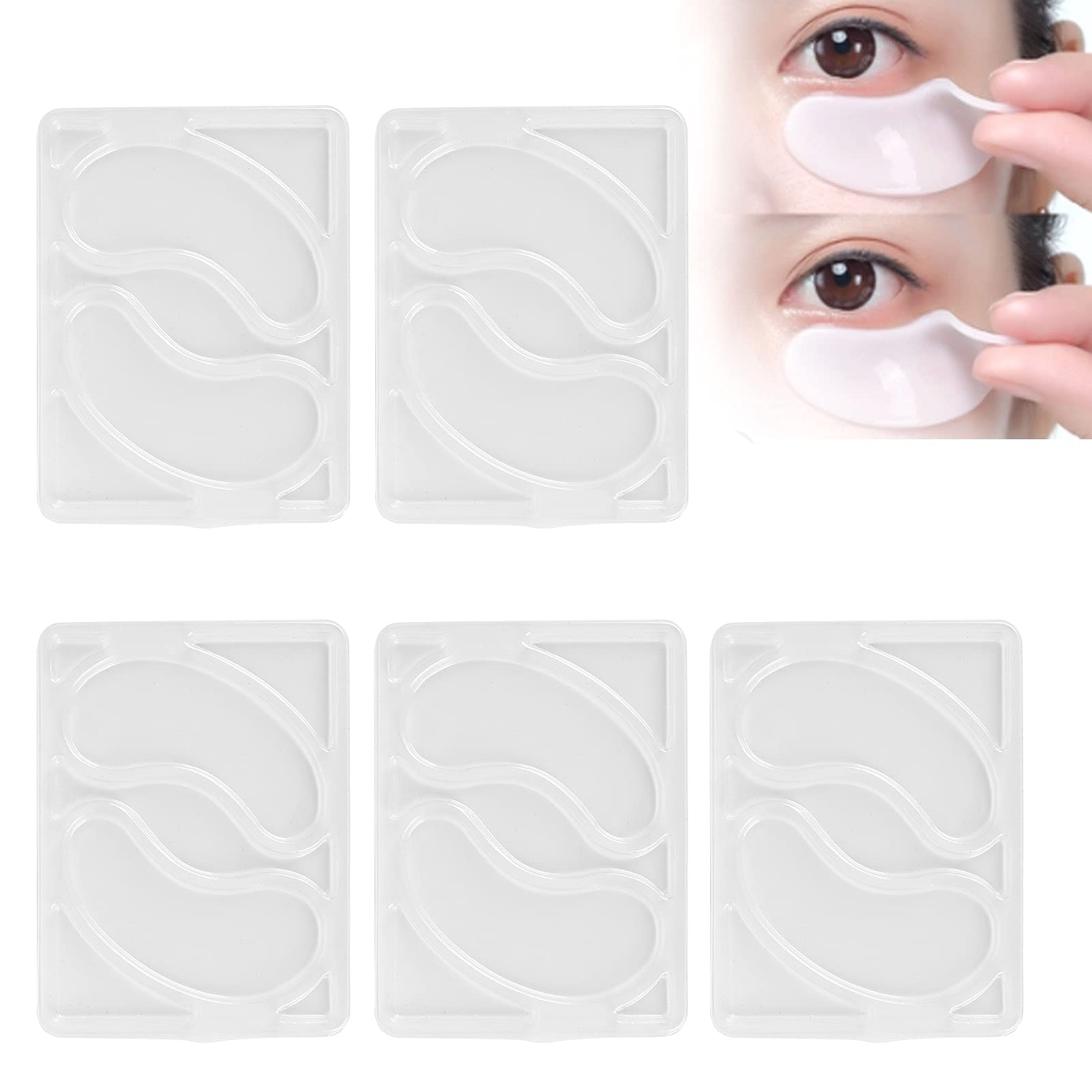 Generic Moule de Masque pour les Yeux Réutilisable, Patch Multifonctionnel pour Produits de Soins de la Peau, Plateau Portable pour la Maison et les Salons de beauté, 5 Pièces