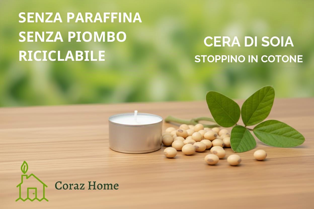 Lumini da tè naturali senza profumo realizzati con candele di cera di soia con 4 o 8 ore di combustione Senza paraffina in tazza di alluminio riciclabile Senza plastica