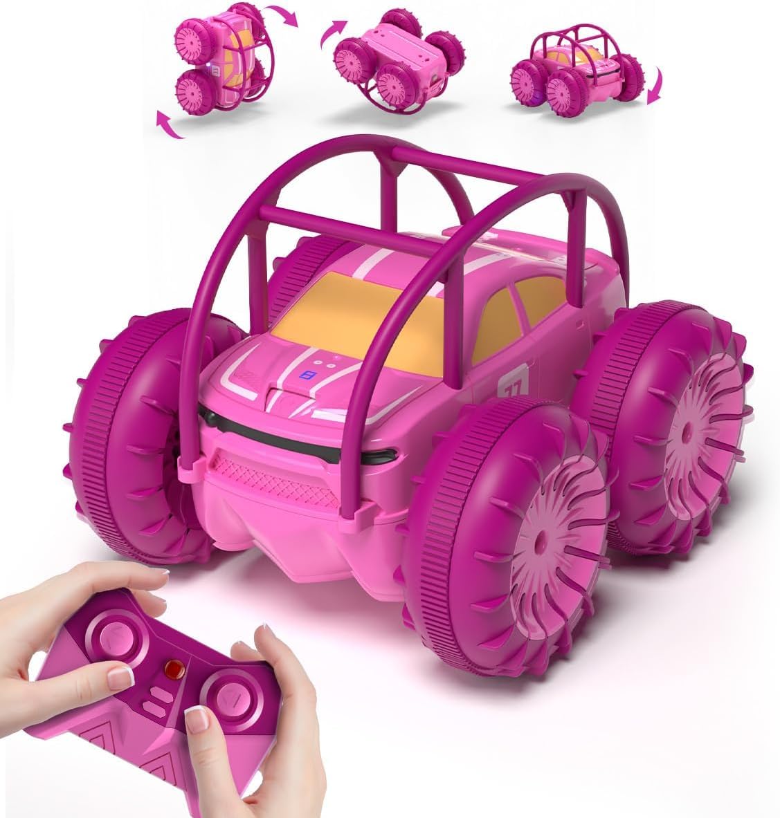 Amphibious 4WD RC Stunt Car: 360° Rotating, All Terrain Remote Control Toy with Fast Charging - Gift for Kids 3-12