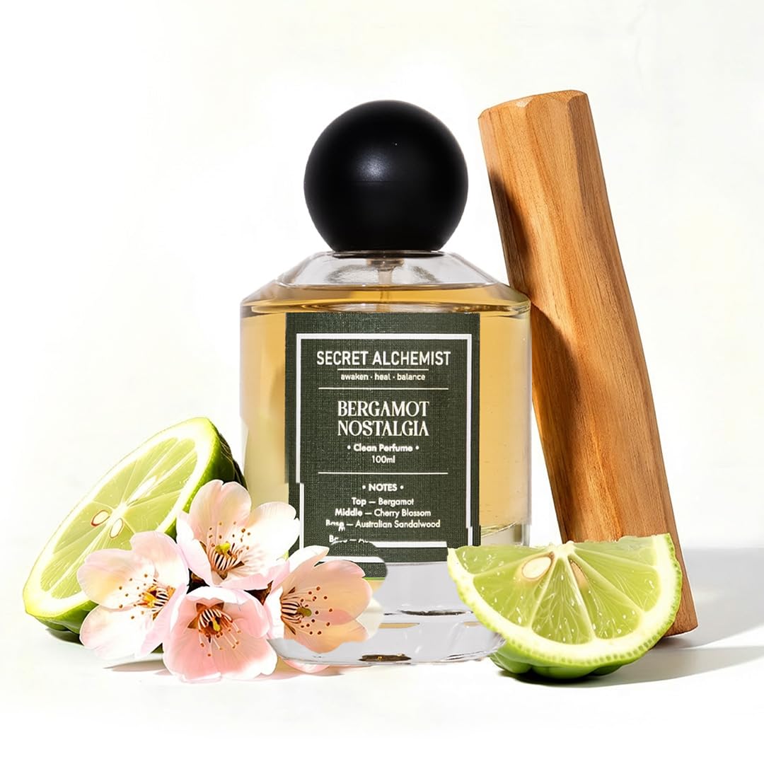 Bergamot Nostalgia Eau de Parfum 100ml – Long Lasting Unisex Clean Perfume for Women & Men | Citrusy Woody Sandalwood & Cherry Blossom | High Concentration, Everyday & Work Wear