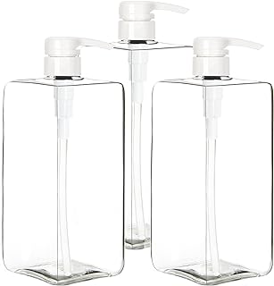 Youngever 3 Pack Pump Bottles for Shampoo 32 Ounce (1 Liter), Square Empty Shampoo Pump Bottles, Plastic Cylinder with Lockdown Leak Proof Pumps