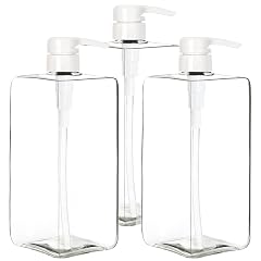 Youngever 3 Pack Pump Bottles for Shampoo 32 Ounce 1 Liter Square Empty Shampoo Pump Bottles Plastic Cylinder