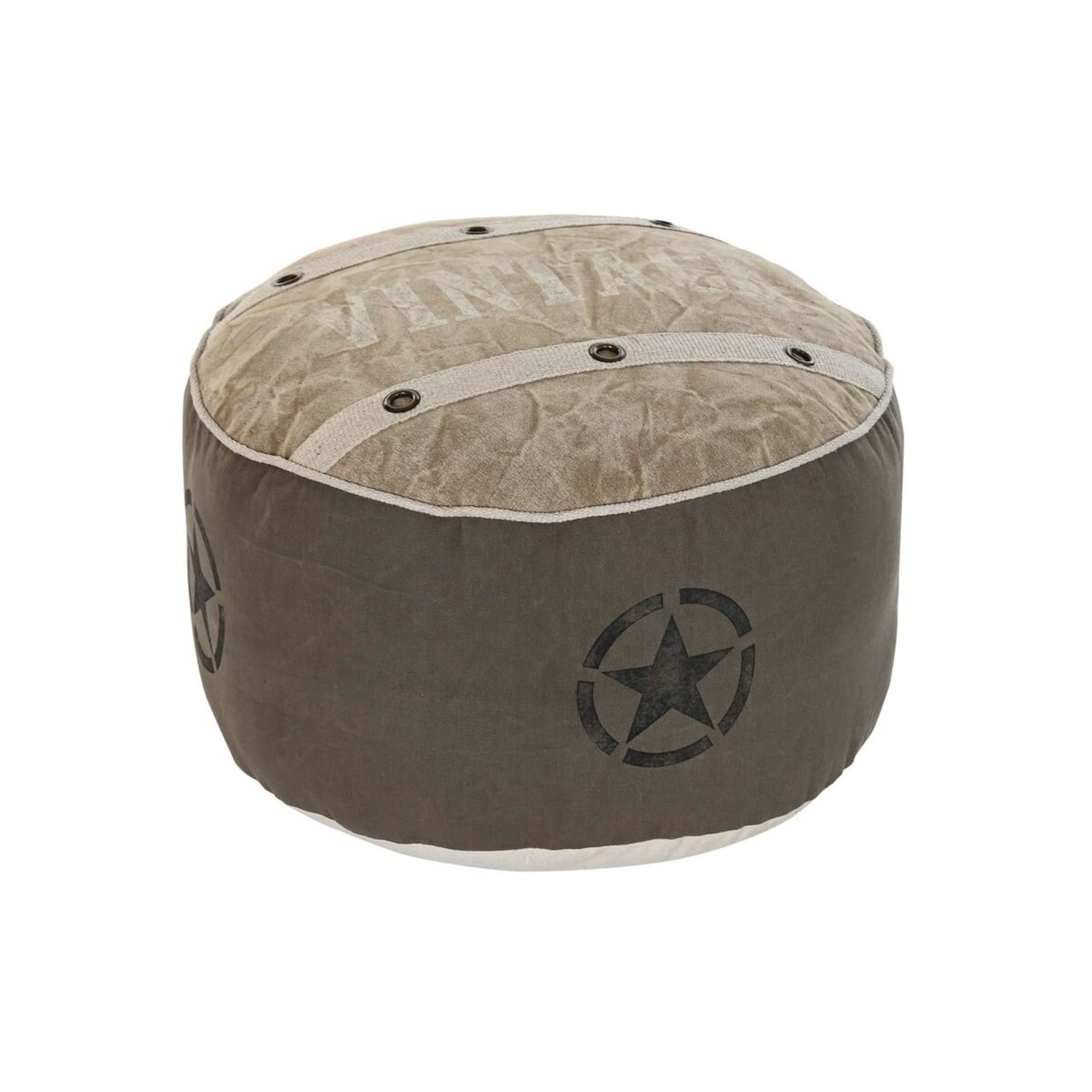 DKD Home Decor Cuscino pavimento beige poliestere cotone pelle vintage (50 x 50 x 34 cm)