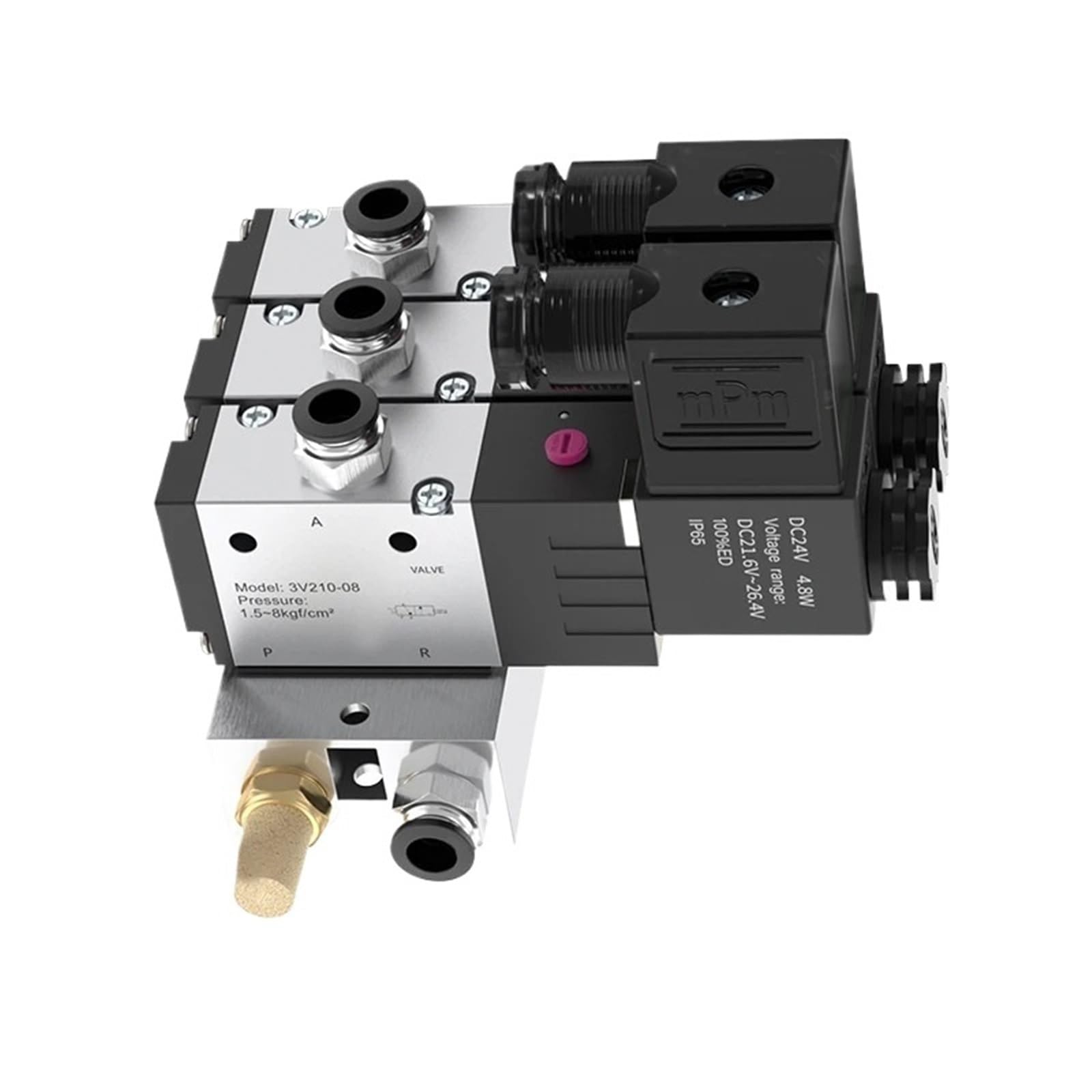 Bloc électrovanne pneumatique 3V210-08 7 voies DC12V avec collecteur et silencieux
