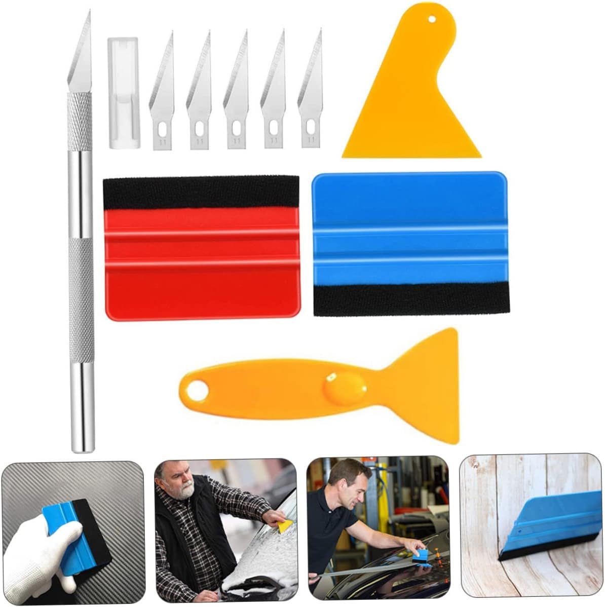 3sets Practical Car Tint Film Tool Kit Vehicle Window Tint Application Tools Including Squeegees and Cutting Knife for Installation and Wrapping