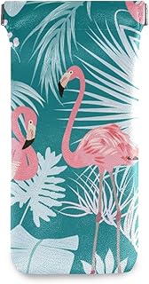 HUSSRITY Eyeglasses Case Flamingo Leaves Monstera Sunglasses Pouch Soft PU Leather Squeeze Top Eyeglass Holder Portable Glasses Case For Women Men