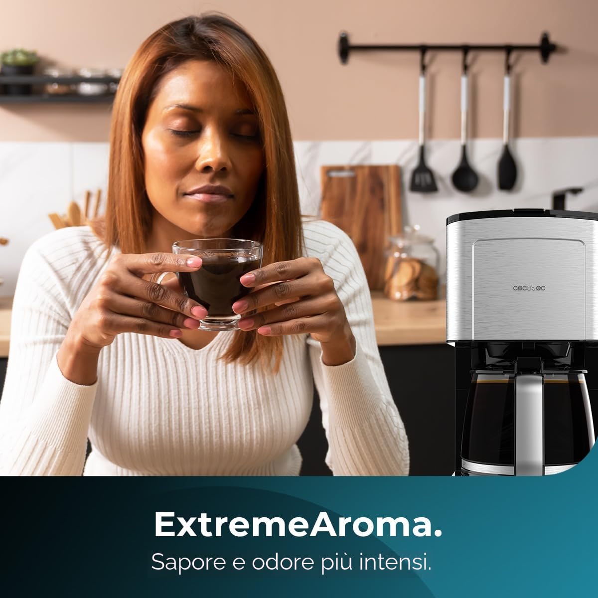Cecotec Macchina da caffè a goccia Coffee 56 Heat, 800W, Programma il tuo caffè, Schermo LCD, Beccuccio antigoccia, Capacità 1,3L, 12 tazze, Spegnimento automatico, Serbatoio con finestra