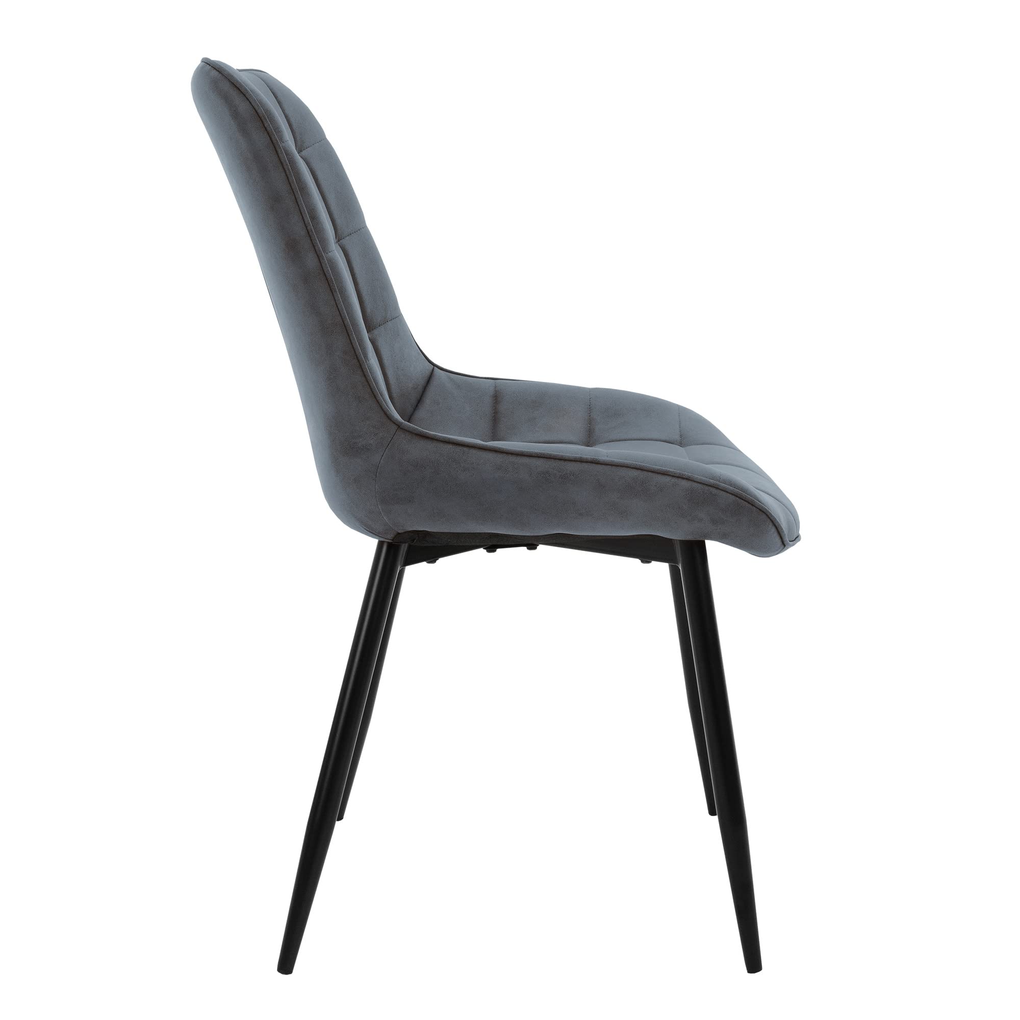 ML-Design Set di 2 Sedie per Sala da Pranzo Antracite con Schienale Sedia per Cucina con Rivestimento in Ecopelle Imbottita Gambe in Metallo Sedia Salotto Soggiorno Materiale Traspirante e Morbido