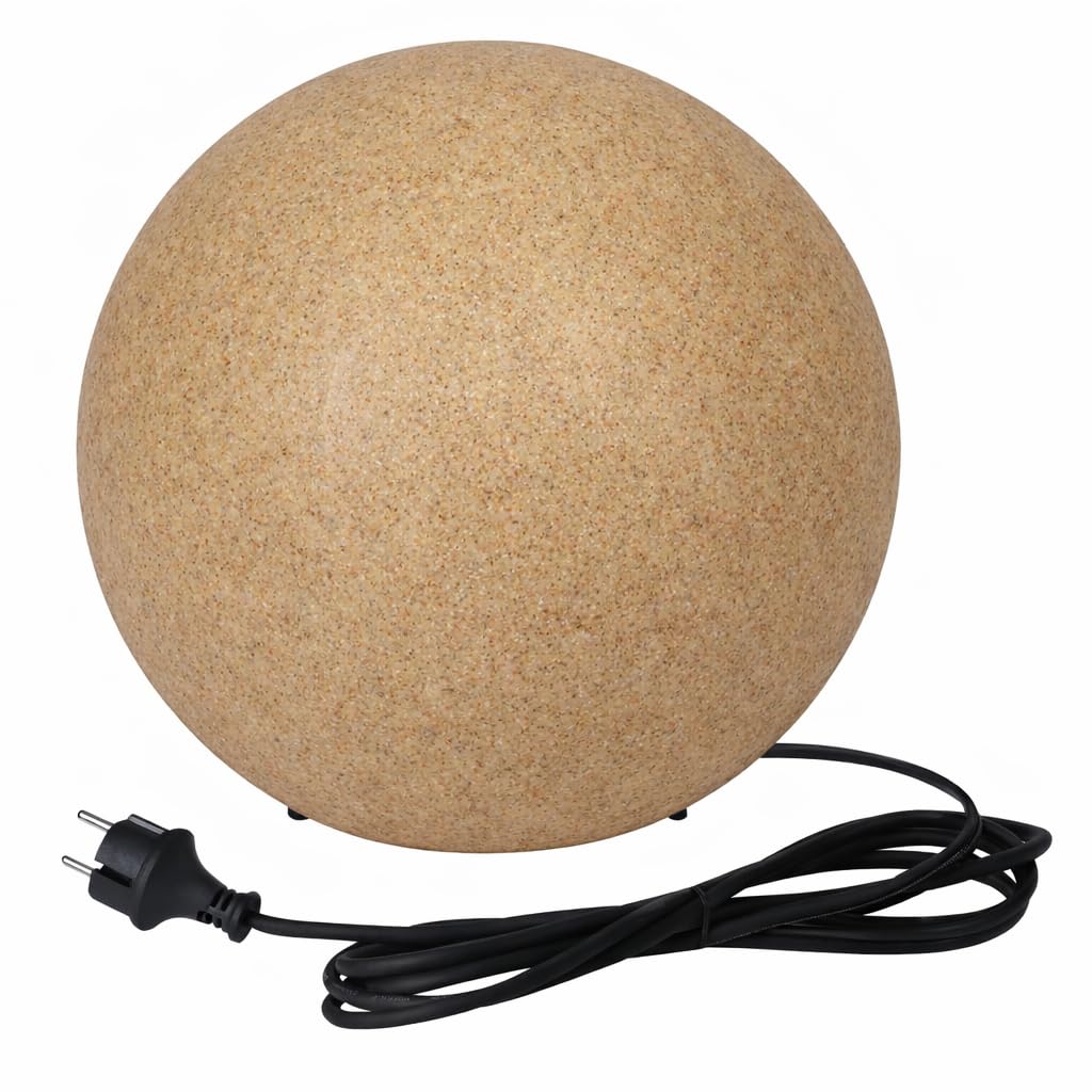 Boule de jardin lumineuse 30 cm Sable IP65, lampe boule extérieure E27 sans ampoule, étanche avec câble 3 m, lumière extérieur LL BELO
