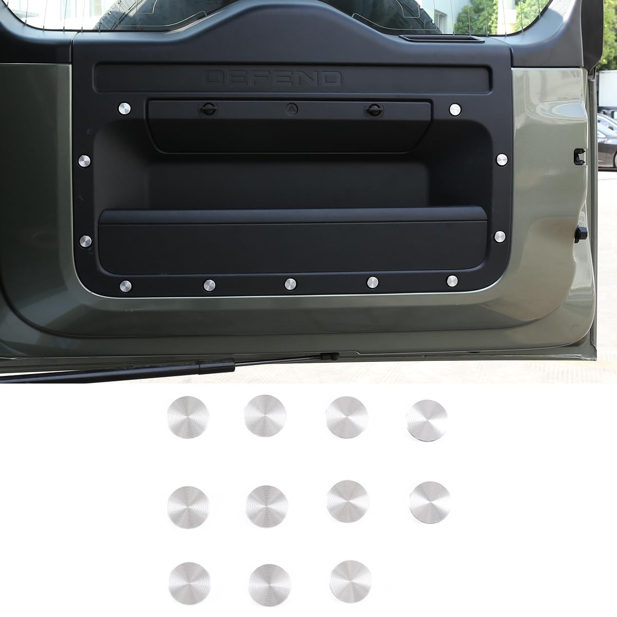 HIRUFAIT Screw Decorative Cover for 2020-2023 Land Rover Defender Accessories, 11 PCS Aluminum Alloy Car Screw Protection Cover Trim (Tailgate)