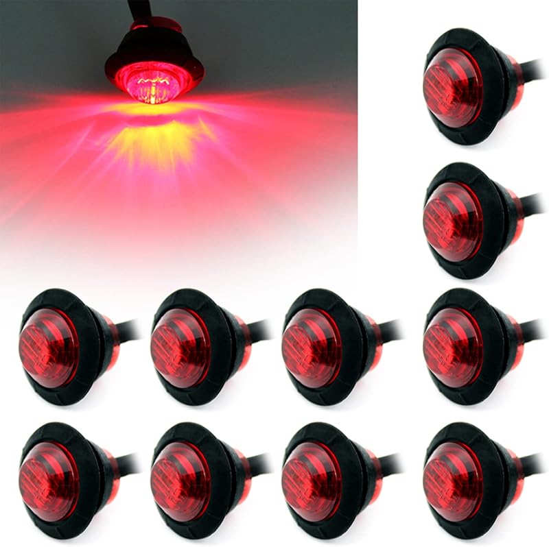 Luzes LED redondas de posição lateral FXC Purishion 12 V vermelhas – pacote com 10 unidades