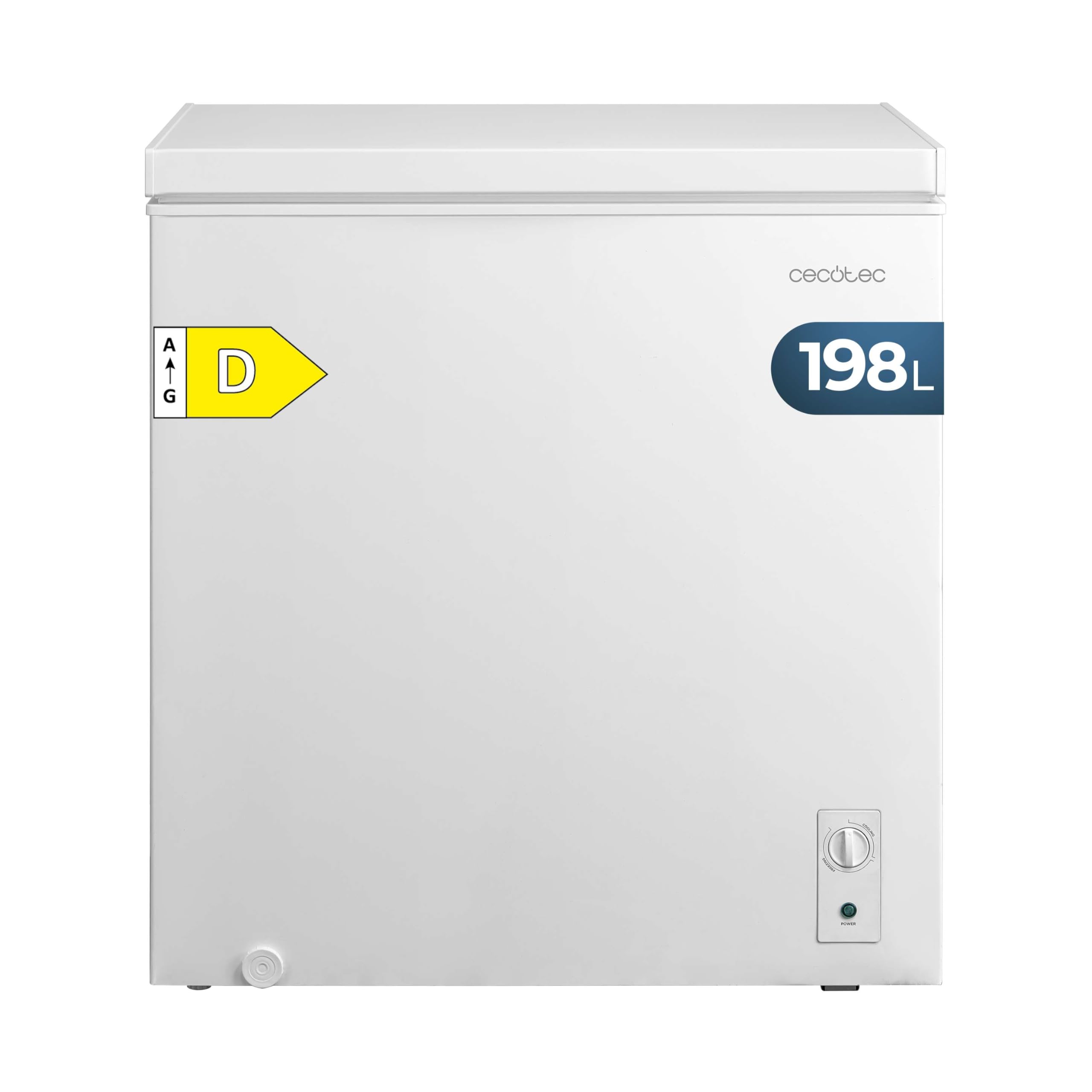 Cecotec Congélateur Coffre 198L Bolero CoolMarket Chest 198M Blanc Panier Poignées Contrôle Mécanique LED UltraContact D-Cool Double Fonction Porte ZeroG Congélation Rapide