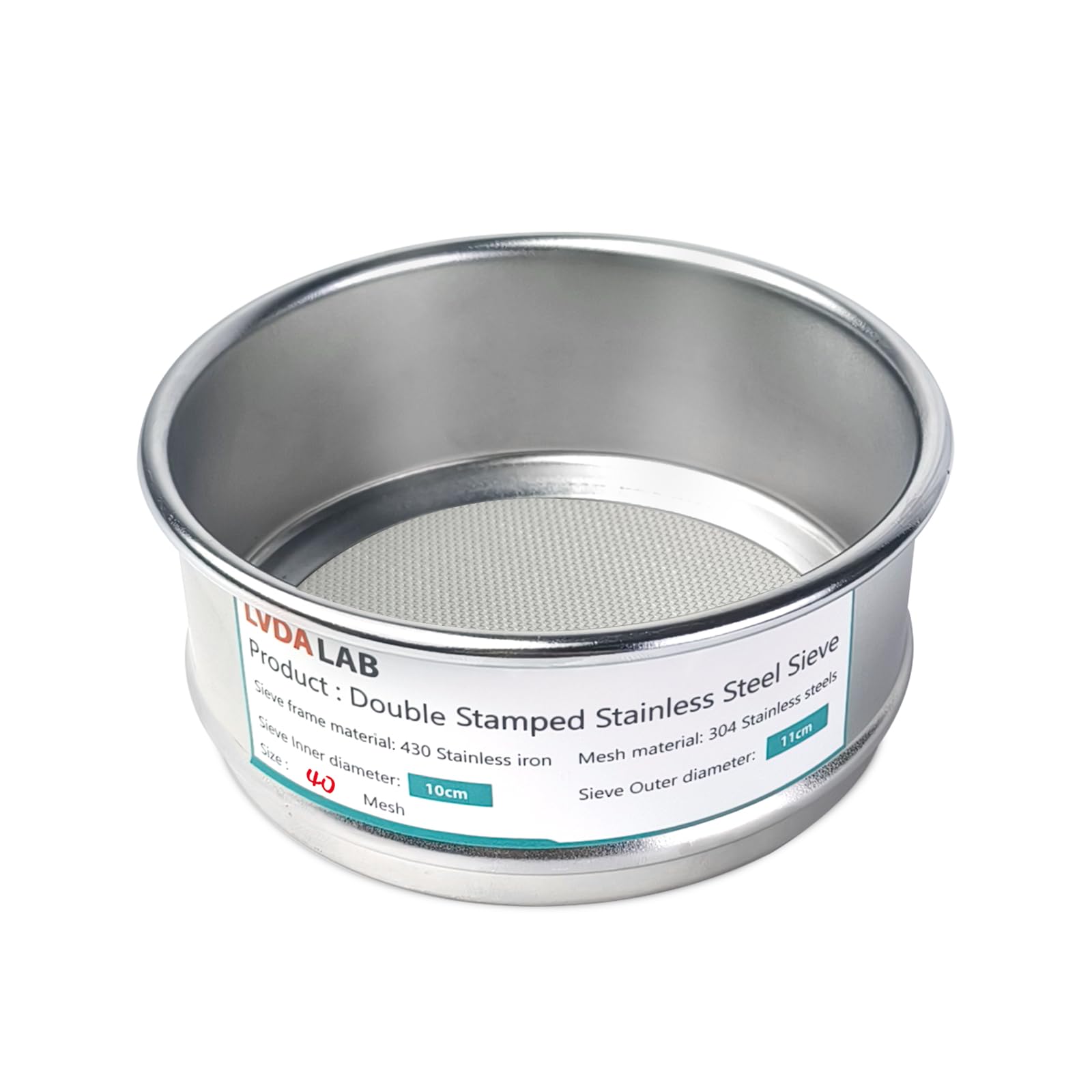 Photo 1 of LVDALAB 304 Stainless Steel Mesh Lab Sieve, 40 Mesh (0.45mm) Aperture Test Sieve, 4inch(10cm) Economy Standard Analysis Sample Test Sieves for Industrial Laboratory Homes