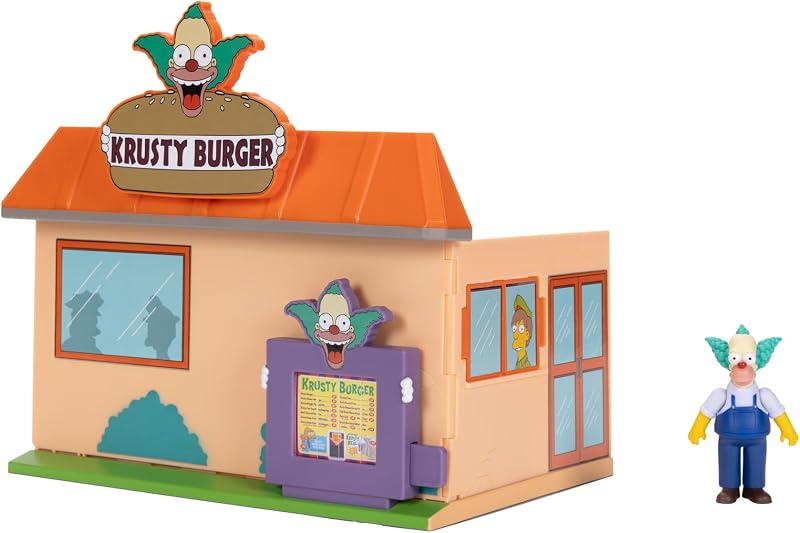 JAKKS Pacific The Simpsons Krusty Burger Diorama Playset, Includes One 2.5-Inch Scale Krusty the Clown Action Figure and Accessories