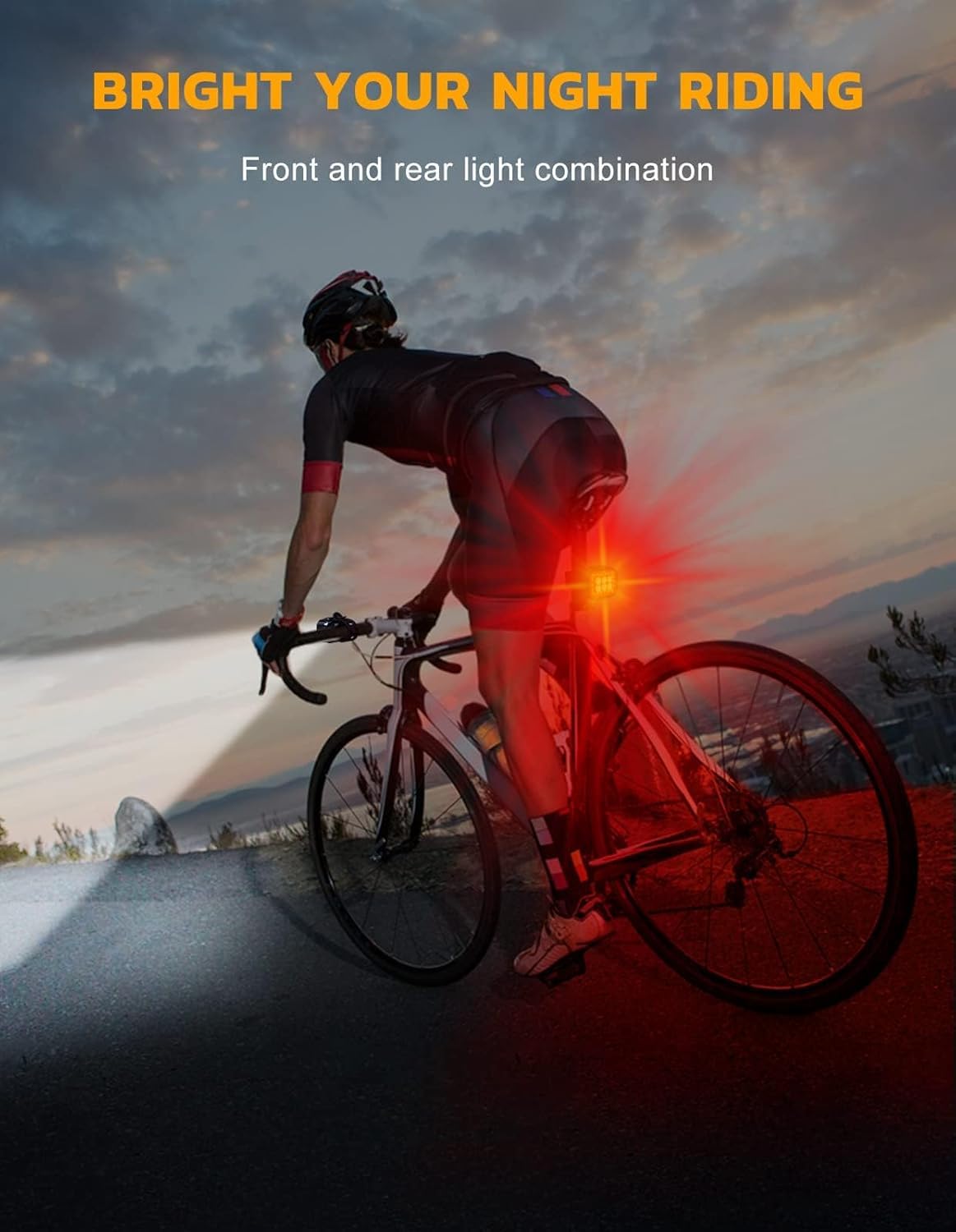 2 Stück Fahrradlicht Wiederaufladbar Fahrradbeleuchtungsset, Fahrradscheinwerfer und Rücklicht-Set, IP65 wasserdichte Fahrradlichter, Kann auch als Kinderwagen/Helm/Rucksack Licht
