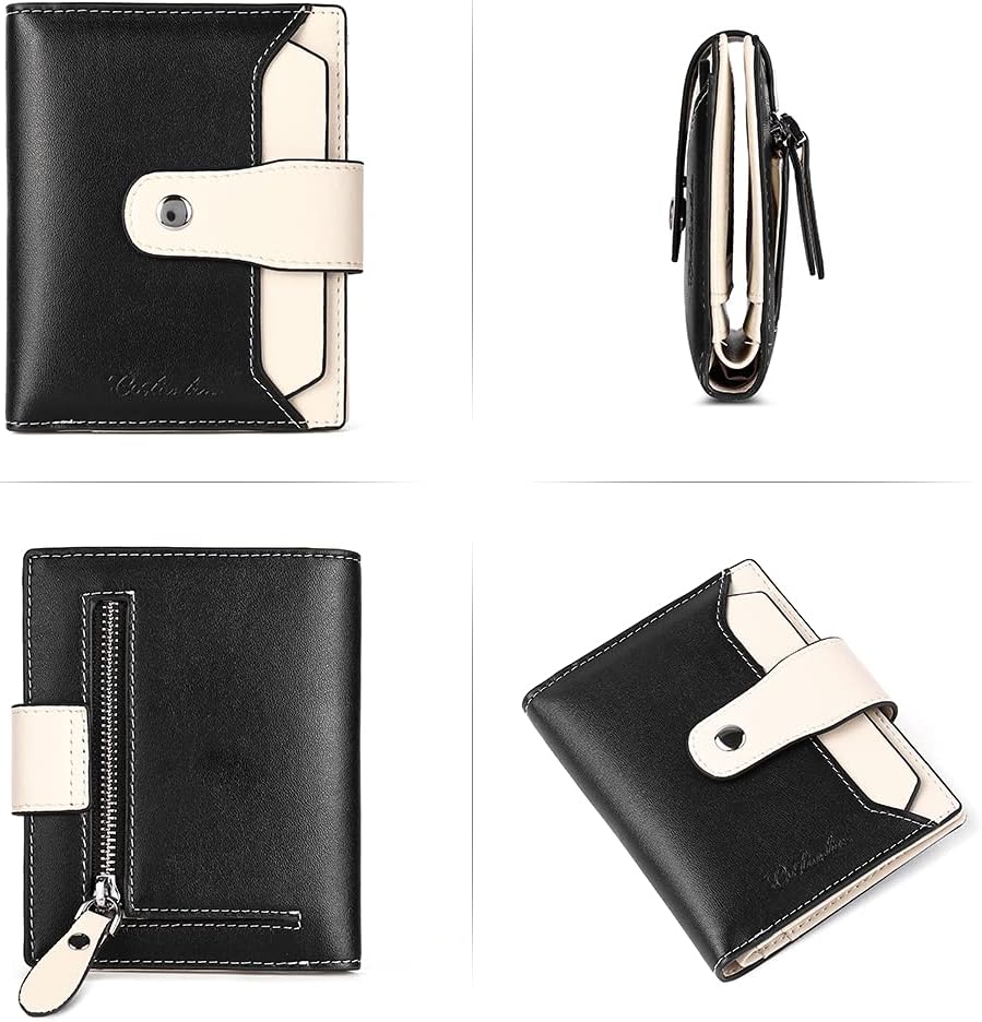 BOSTANTEN Women Leather Wallet RFID Blocking Bifold Zipper Pocket Wallet Card Case Purse with ID Window