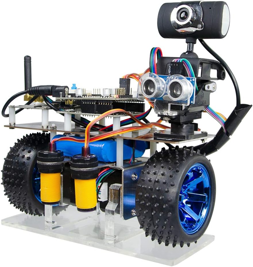 Robot Kit 2 Wheel Self Balancing Robot Car Kit, WiFi Smart Robot Car with 2 DOF HD Camera, Obstacle Avoidance, Follow Function, Ultrasonic Sensor, Android/iOS APP PC Remote Control Robot Toy