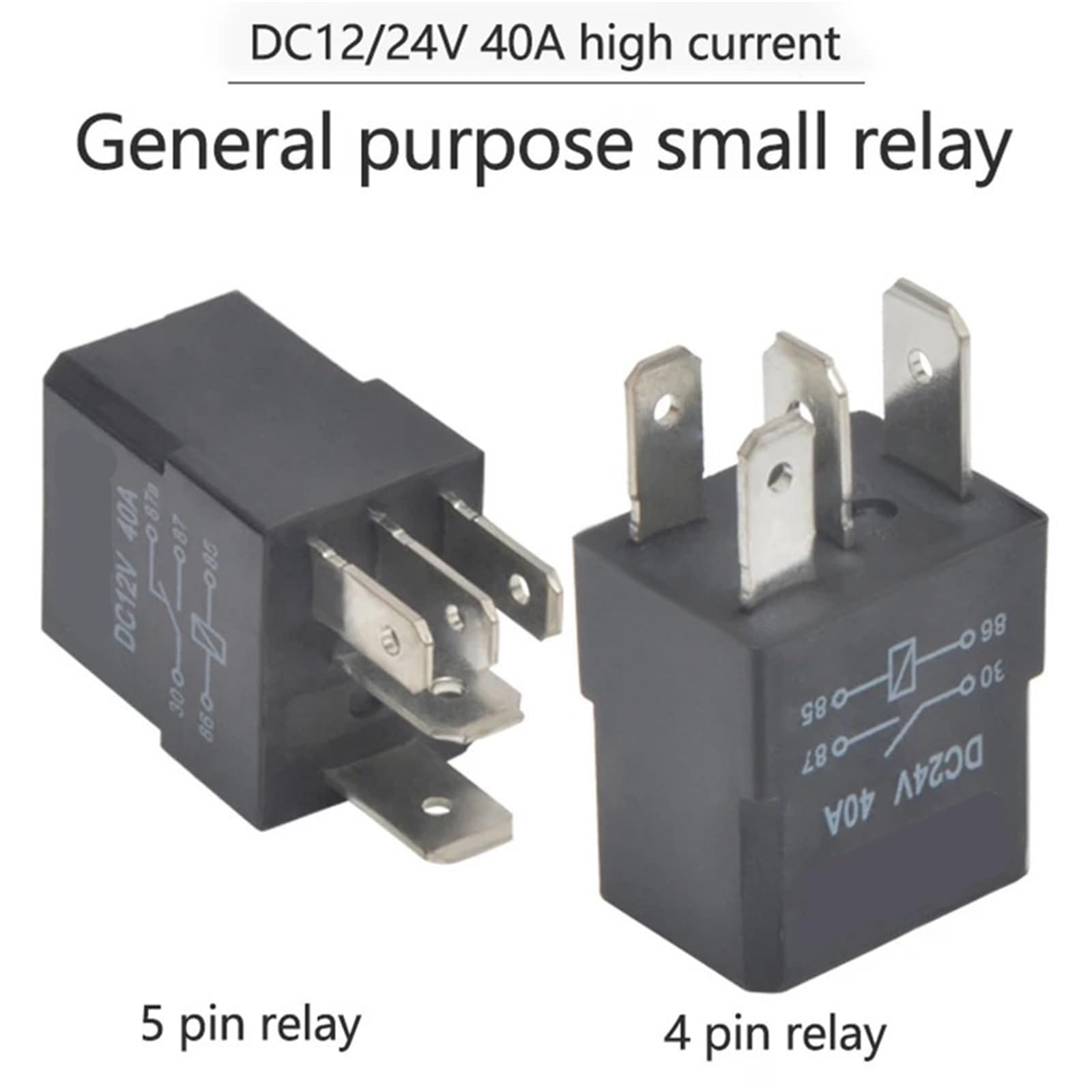 1PC Automotive przekaźnik 40 A 12 V/24 V 4 piny 5-pinowy mały wodoszczelny przekaźnik oświetleniowy kontroler (12 V 5 pin)