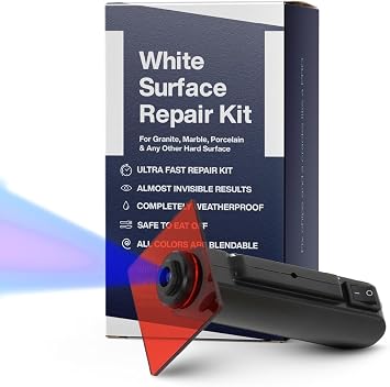 Quartz Countertop Repair Kit Clear, White Acrylic & Dark White Color - Ideal as Tile, Fiberglass, Bathtub, Ceramic Repair Kit I Works Great for Granite, Marble, Porcelain & Corian Surfaces