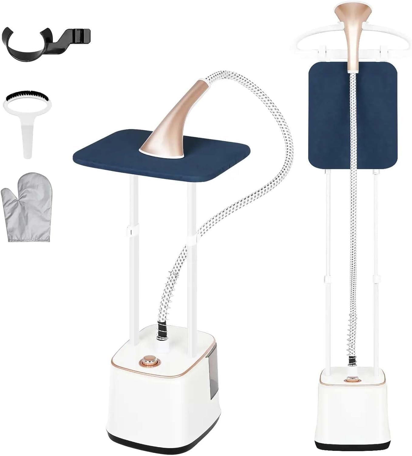 MoraRise Standing Garment Steamer, 2000W Powerful Upright Steamer for Clothes with Ironing Board, 10 Adjustable Settings, 2.7L Water Tank for 90 Mins Continuous Steaming (Champagne Gold, 2000W)
