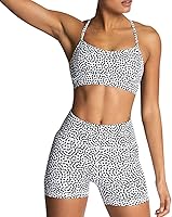 IMEKIS Women's 2 Piece Workout Sets: High Waisted Biker Shorts & Padded Sports Bra Yoga Gym Outfit
