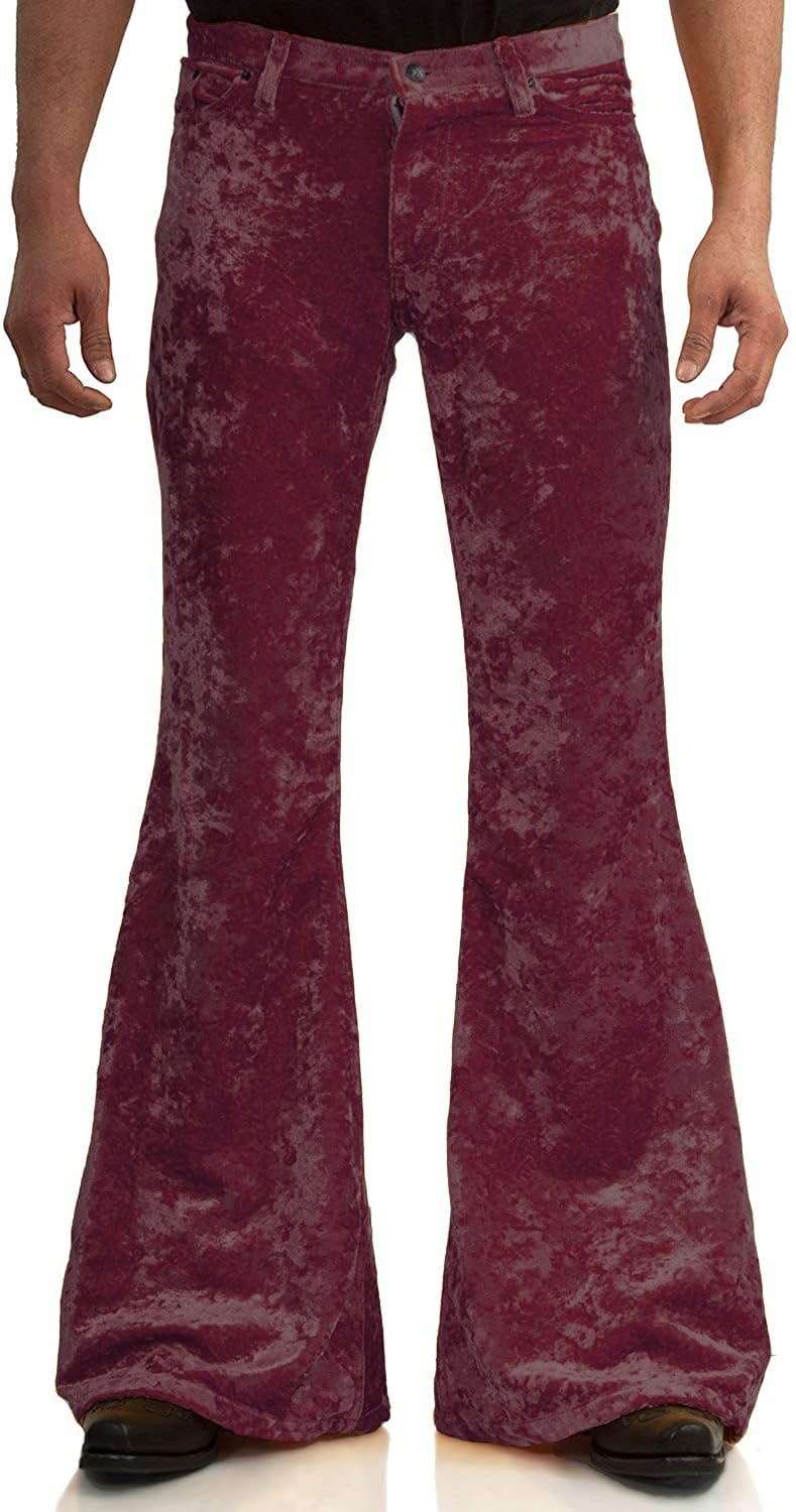 Herren-Hose aus Samt, entspannt, Vintage-Stil, 60er-/70er-Jahre-Stil, Stretch-Passform, klassischer Komfort, ausgestelltes Retro-Bein, Disco-Hose